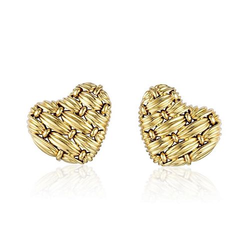 Tiffany & Co. Woven Gold Heart Earrings