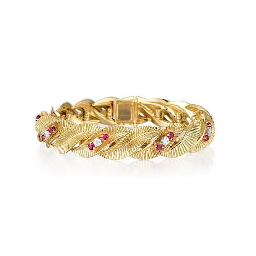 Cartier Ruby and Diamond Gold Bracelet