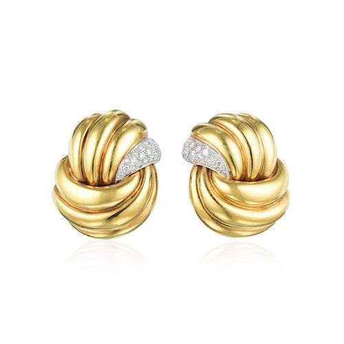 Verdura Gold and Diamond Earrings