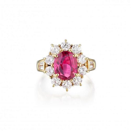 A 1.94-Carat Unheated Burmese Ruby and Diamond Ring, with a GIA Report