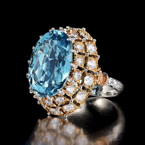 Buccellati Aquamarine and Diamond Ring