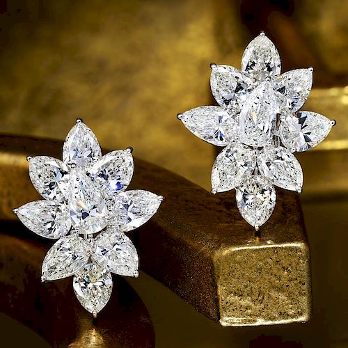 An Important Pair of Diamond Cluster Earrings
