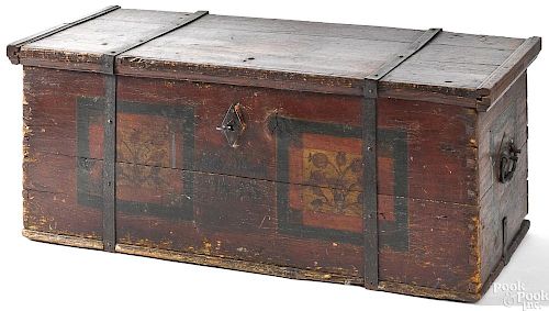 Continental painted pine dower chest