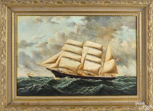 Contemporary oil on canvas ship portrait