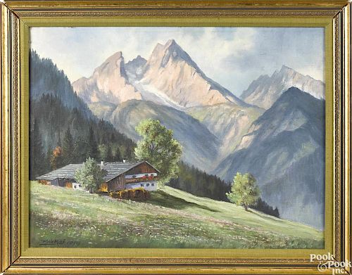 German or Hungarian oil on canvas landscape