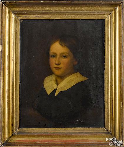 English oil on canvas portrait of a boy
