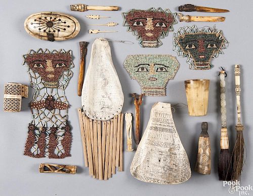 African carved bone tools and accessories