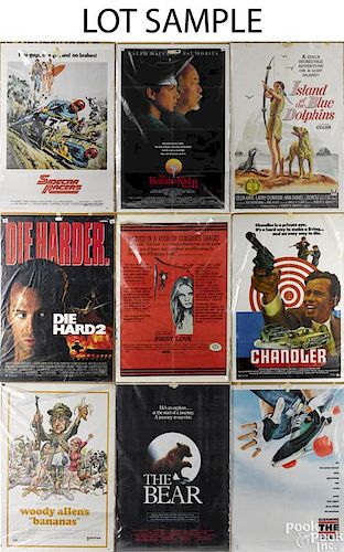 Large collection of movie posters, mostly 1980's