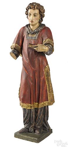 Continental carved and painted gessoe figure