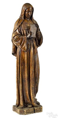 Continental carved oak female saint, 19th c.
