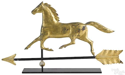 Swell bodied copper horse and arrow weathervane