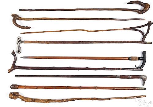 Collection of nine canes