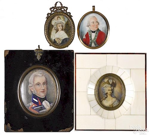 Four assorted portrait miniatures.