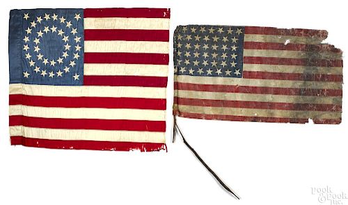 Four antique US flags
