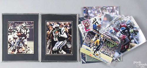 Collection of NFL player signatures and cards