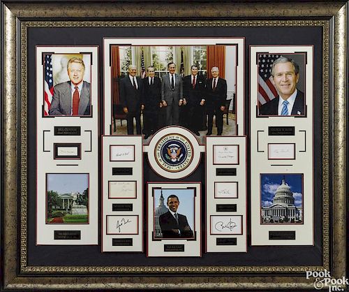 Framed group of US presidential signatures