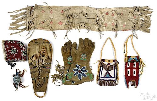 Native American beaded hide items