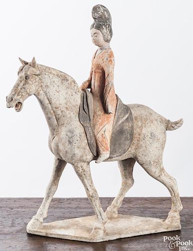Chinese Tang style pottery horse and rider