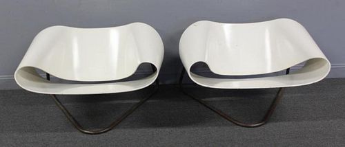 Midcentury Pair Of Ribbon Form Chairs
