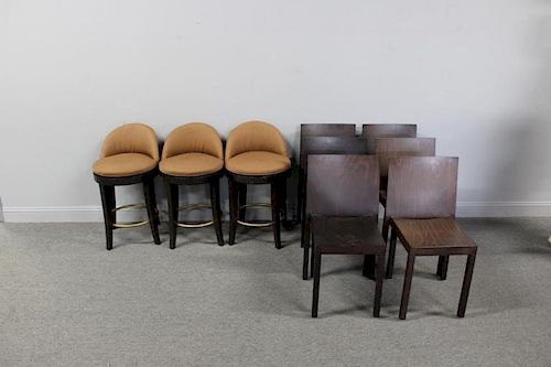 6 Contemporary Italian Wood Chairs Together