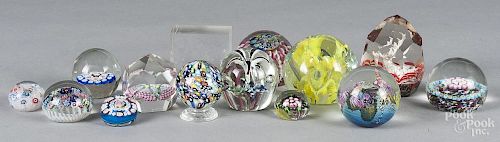 Group of thirteen glass paperweights, 19th/20th c.