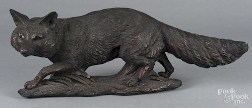 Composition carved figure of a prowling fox