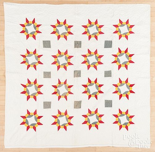 Pennsylvania appliqué quilt, in a star pattern.