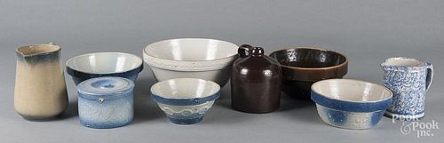 Five stoneware mixing bowls