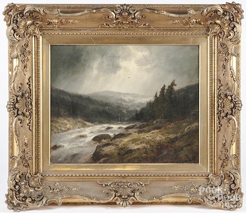 Oil on canvas landscape, late 19th c.