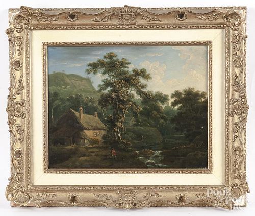 Oil on panel landscape, after George Arnold