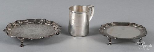 Two English silver salvers, 18th c.