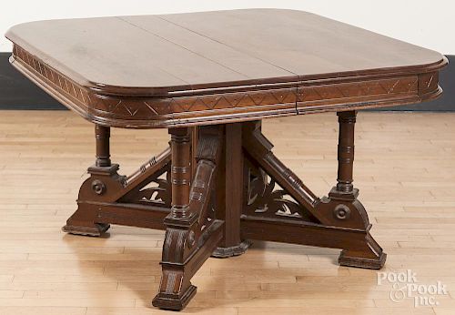 Victorian walnut dining room extension table