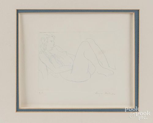 Henri Matisse signed etching of a blue nude