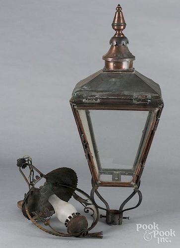 Copper and iron post lantern