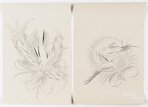 Two ink calligraphy drawings, late 19th c.