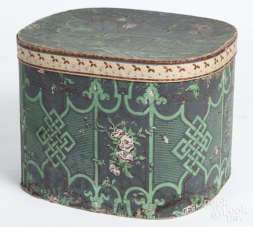 Wallpaper hat box, 19th c.
