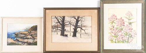 Three watercolor works, by E.L. Horle