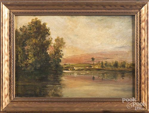 Oil on panel landscape, signed Daubigny