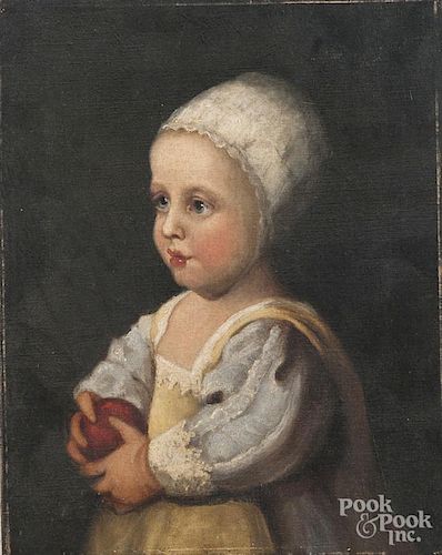Oil on canvas portrait of a Dutch girl