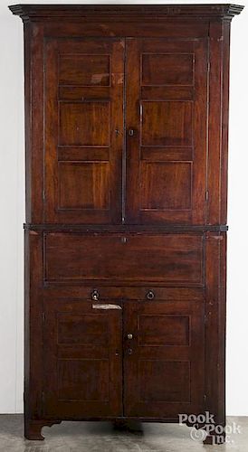 George III mahogany two-part corner cupboard