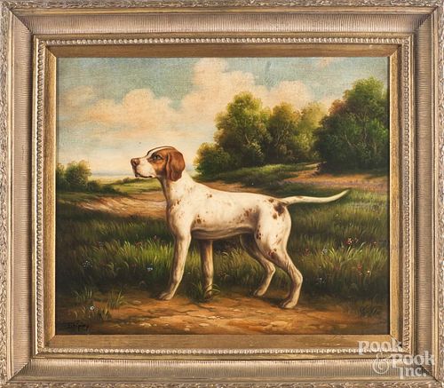 Contemporary oil on canvas of a sporting dog