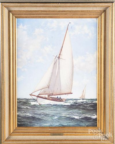 Print on canvas, after Montague Dawson, 24'' x 18''.