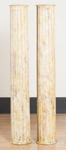 Pair of painted tin columns, 65'' h.