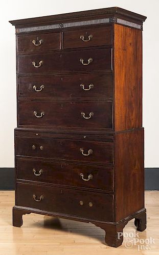 George III mahogany chest on chest, ca. 1770