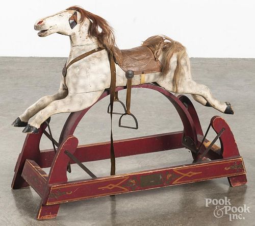 Carved and painted hobby horse glider, late 19th c