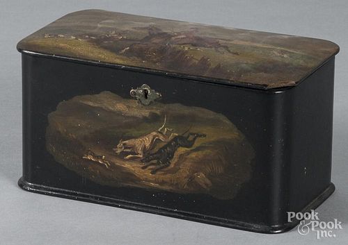 English black lacquer dresser box, 19th c.