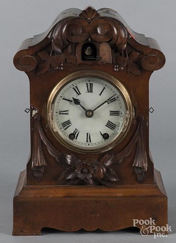 Walnut cuckoo clock, late 19th c., 16 1/2'' h.