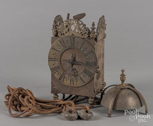 Early reproduction brass lantern clock.