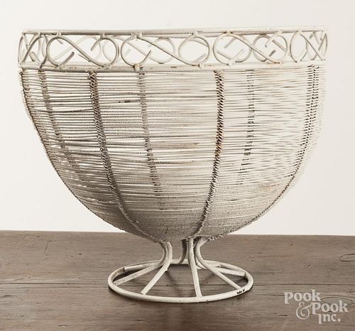 Painted iron and wire garden basket