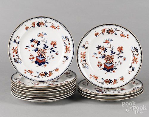 Set of twelve English porcelain plates